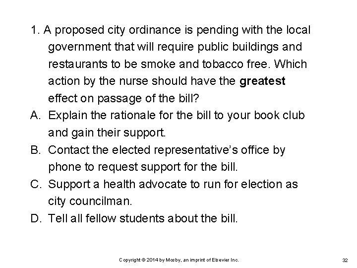 1. A proposed city ordinance is pending with the local government that will require