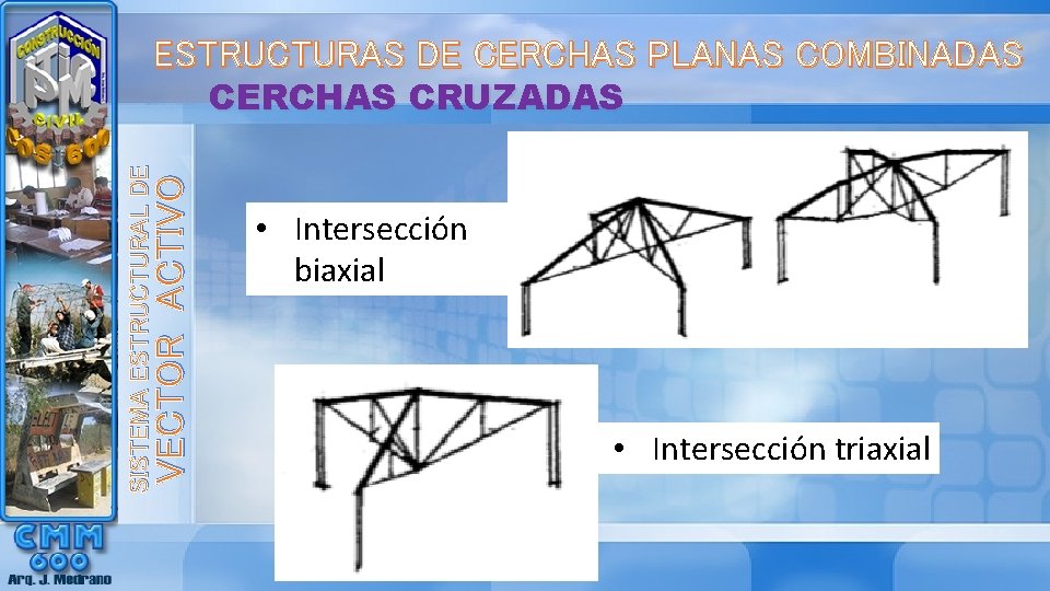 ESTRUCTURAS DE CERCHAS PLANAS COMBINADAS VECTOR ACTIVO SISTEMA ESTRUCTURAL DE CERCHAS CRUZADAS • Intersección
