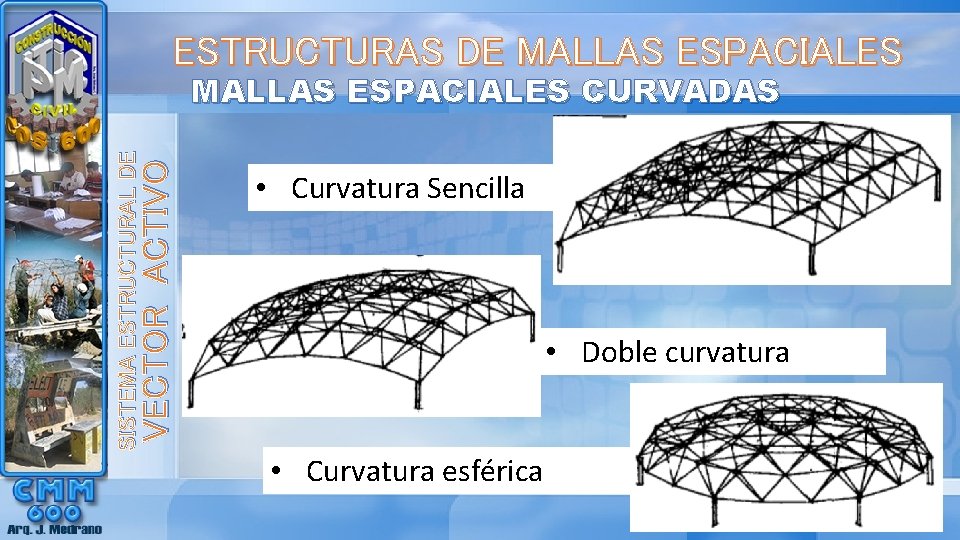 ESTRUCTURAS DE MALLAS ESPACIALES VECTOR ACTIVO SISTEMA ESTRUCTURAL DE MALLAS ESPACIALES CURVADAS • Curvatura