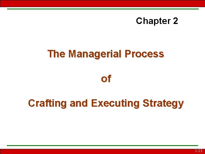 Chapter 2 The Managerial Process of Crafting and Executing Strategy 1 -13 