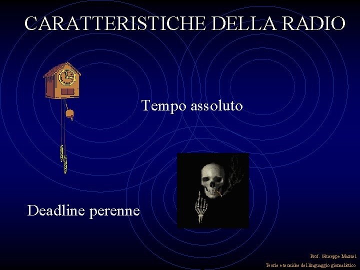 CARATTERISTICHE DELLA RADIO Tempo assoluto Deadline perenne Prof. Giuseppe Mazzei Teorie e tecniche del