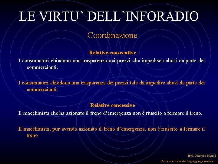 LE VIRTU’ DELL’INFORADIO Coordinazione Relative consecutive I consumatori chiedono una trasparenza nei prezzi che LE VIRTU’ DELL’INFORADIO Coordinazione Relative consecutive I consumatori chiedono una trasparenza nei prezzi che