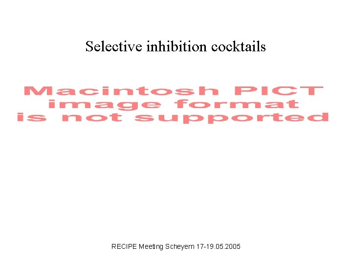 Selective inhibition cocktails RECIPE Meeting Scheyern 17 -19. 05. 2005 