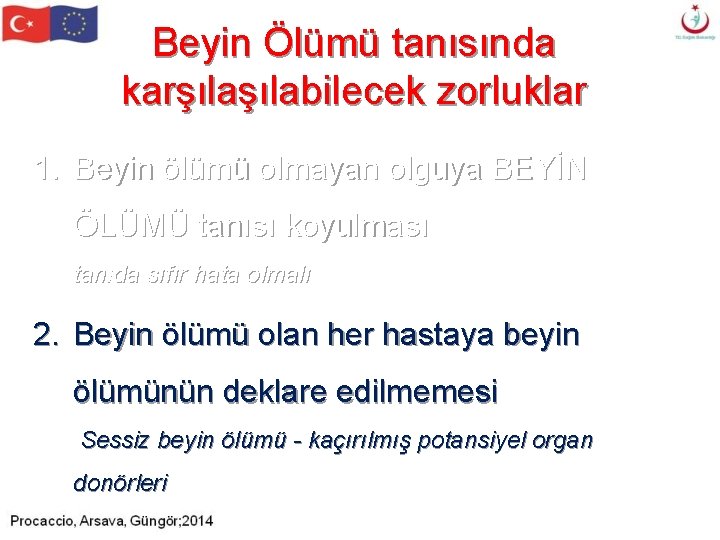Beyin Ölümü tanısında karşılabilecek zorluklar 1. Beyin ölümü olmayan olguya BEYİN ÖLÜMÜ tanısı koyulması Beyin Ölümü tanısında karşılabilecek zorluklar 1. Beyin ölümü olmayan olguya BEYİN ÖLÜMÜ tanısı koyulması