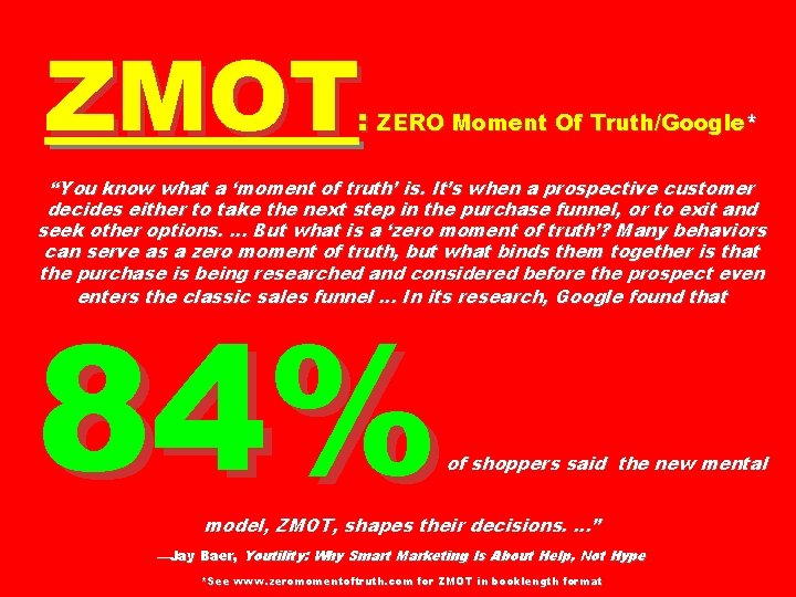 ZMOT : ZERO Moment Of Truth/Google* “You know what a ‘moment of truth’ is.