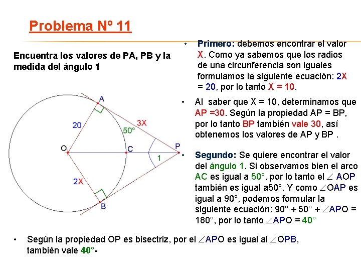 Problema Nº 11 • Encuentra los valores de PA, PB y la medida del