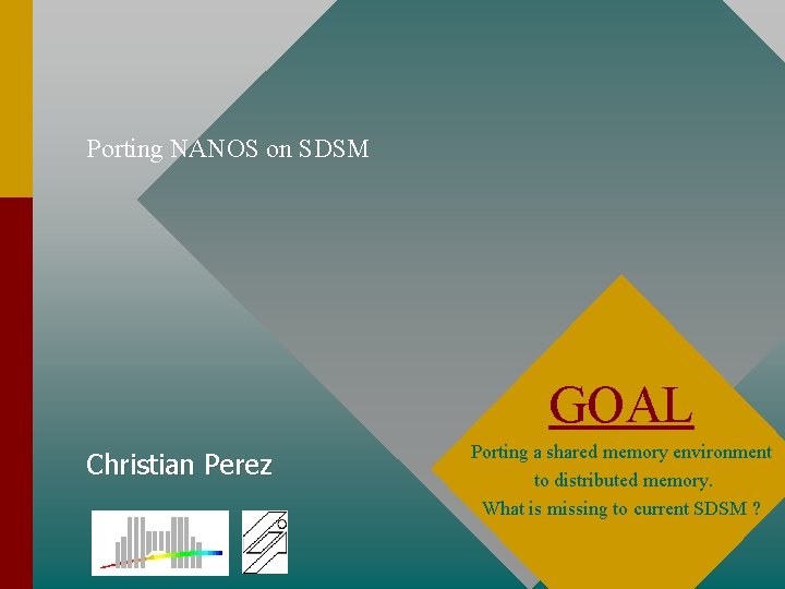 Porting NANOS on SDSM GOAL Christian Perez Porting a shared memory environment to distributed