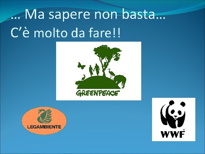 … Ma sapere non basta… C’è molto da fare!! 