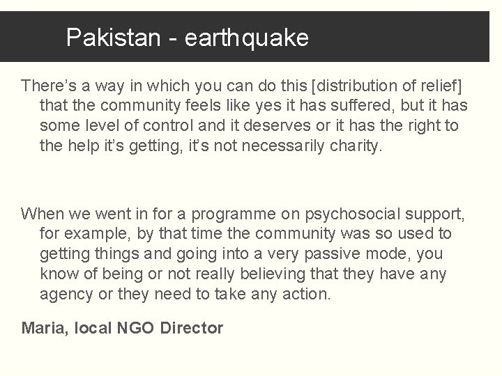 Pakistan - earthquake There’s a way in which you can do this [distribution of