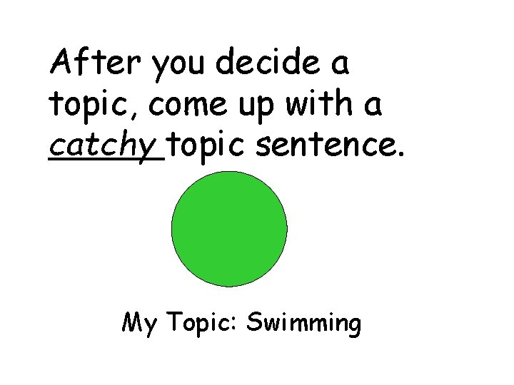 After you decide a topic, come up with a catchy topic sentence. My Topic: After you decide a topic, come up with a catchy topic sentence. My Topic: