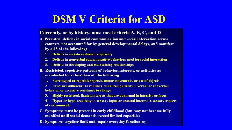 DSM V Criteria for ASD 