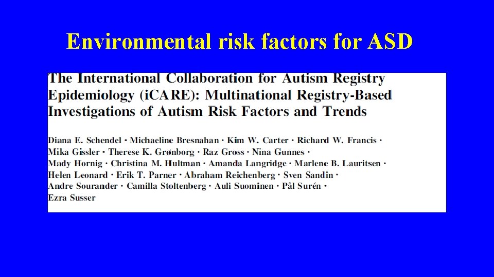  Environmental risk factors for ASD 