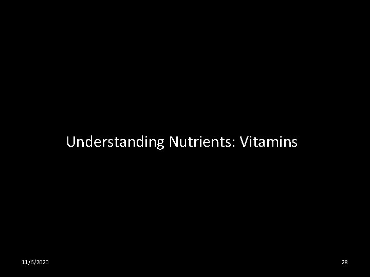 Understanding Nutrients: Vitamins 11/6/2020 28 