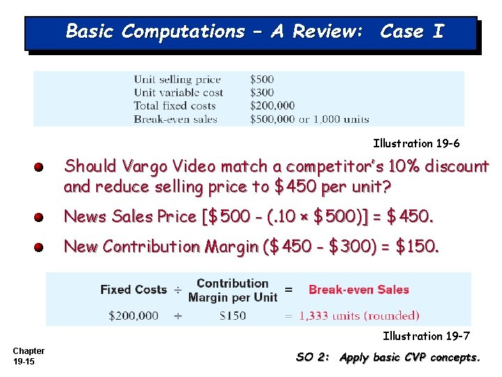Basic Computations – A Review: Case I Illustration 19 -6 Should Vargo Video match