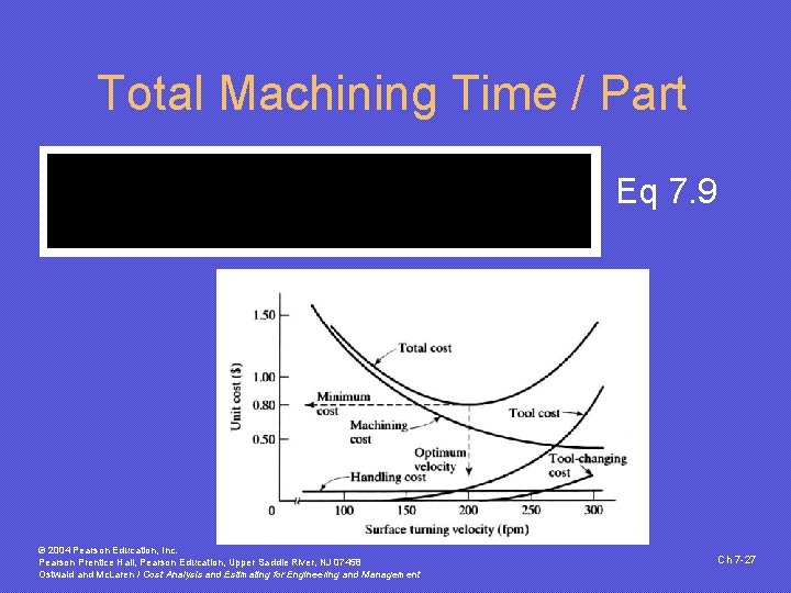 Total Machining Time / Part Eq 7. 9 © 2004 Pearson Education, Inc. Pearson