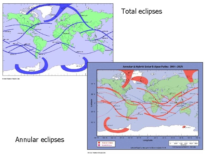 Total eclipses Annular eclipses 