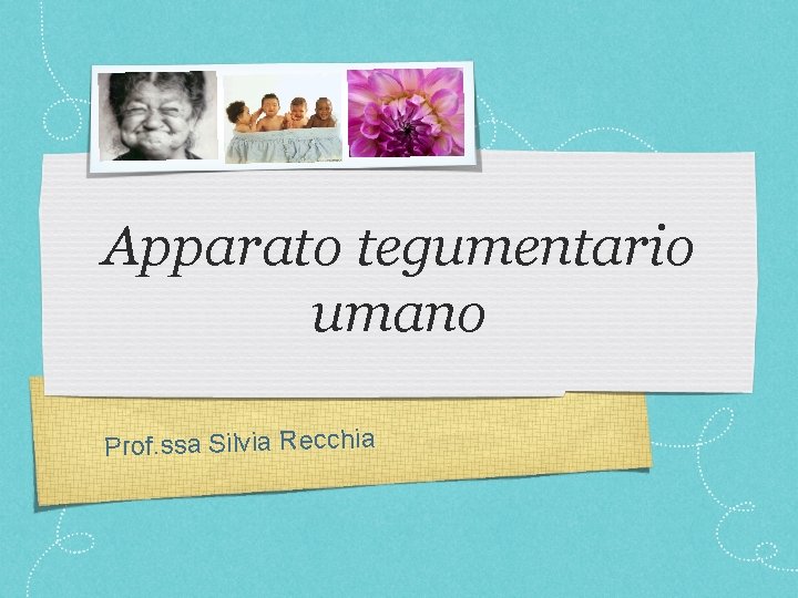 Apparato tegumentario umano Prof. ssa Silvia Recchia 