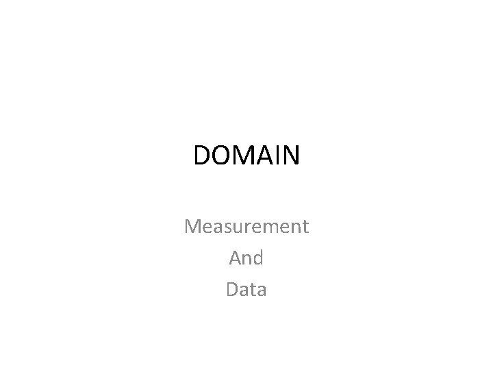 DOMAIN Measurement And Data DOMAIN Measurement And Data