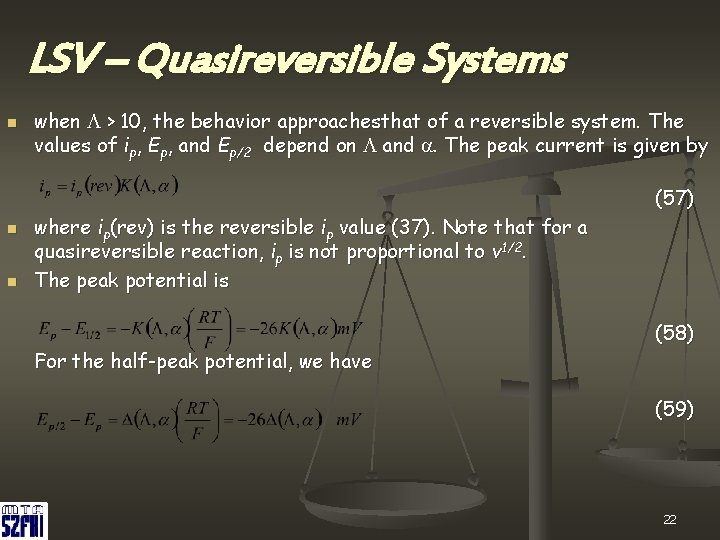 LSV – Quasireversible Systems n n n when L > 10, the behavior approachesthat