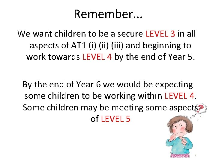 Remember. . . We want children to be a secure LEVEL 3 in all
