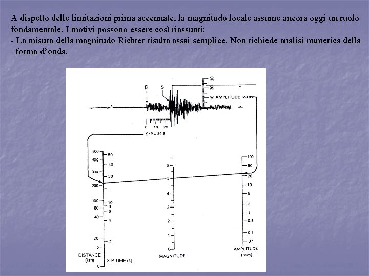 A dispetto delle limitazioni prima accennate, la magnitudo locale assume ancora oggi un ruolo