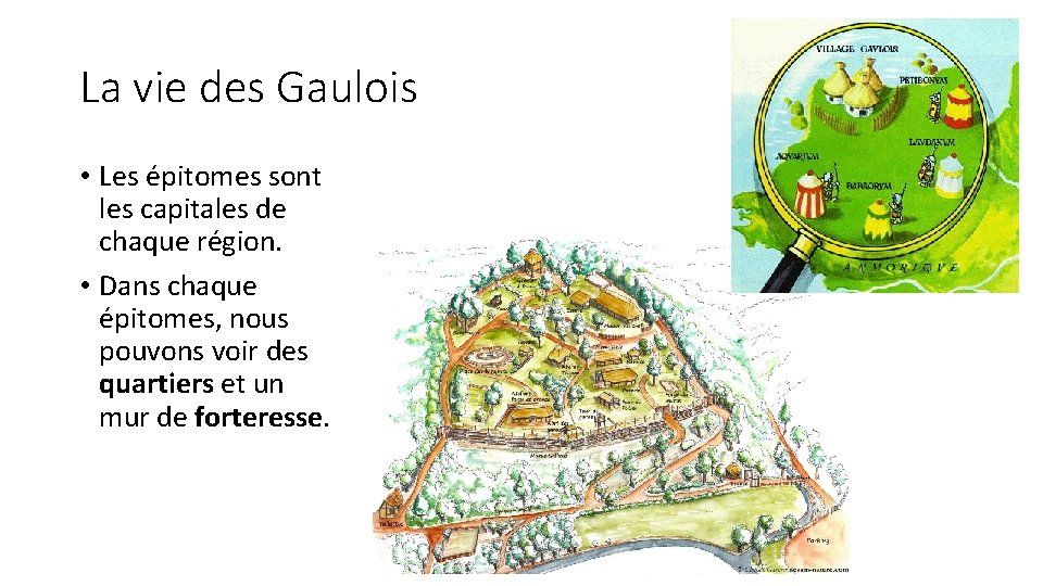 La vie des Gaulois • Les épitomes sont les capitales de chaque région. • La vie des Gaulois • Les épitomes sont les capitales de chaque région. •
