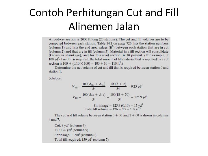 Contoh Perhitungan Cut and Fill Alinemen Jalan Contoh Perhitungan Cut and Fill Alinemen Jalan