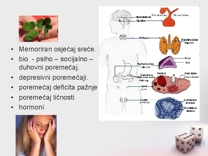  • Memoriran osjećaj sreće. • bio - psiho – socijalno – duhovni poremećaj.