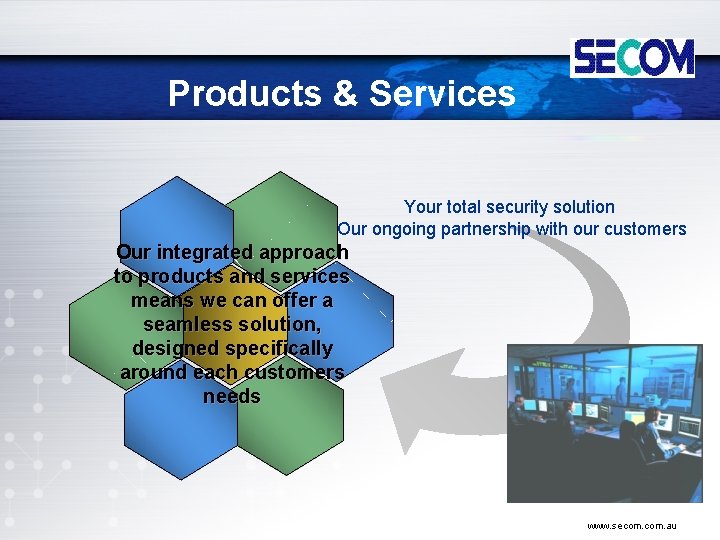 Products & Services Your total security solution Our ongoing partnership with our customers Our