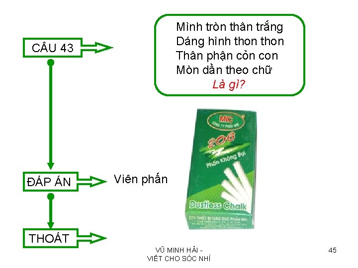 C U 43 ĐÁP ÁN Mình tròn thân trắng Dáng hình thon Thân phận