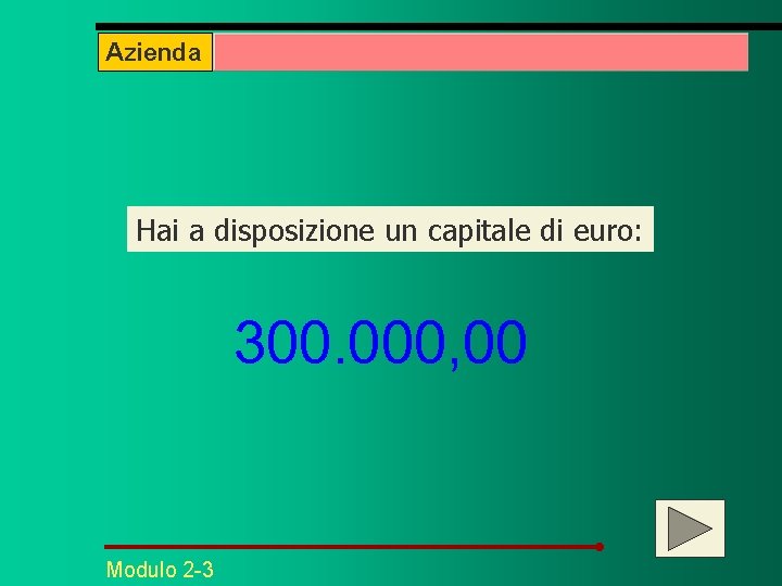 Azienda Hai a disposizione un capitale di euro: 300. 000, 00 Modulo 2 -3