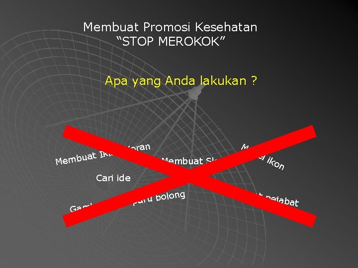 Membuat Promosi Kesehatan “STOP MEROKOK” Apa yang Anda lakukan ? oran K n a