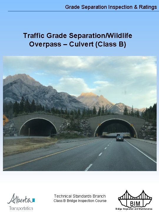 Grade Separation Inspection & Ratings Traffic Grade Separation/Wildlife Overpass – Culvert (Class B) Technical