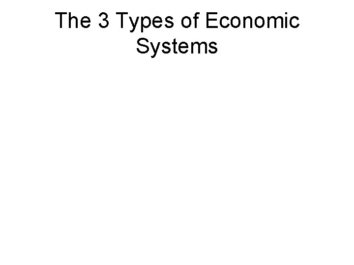 The 3 Types of Economic Systems 