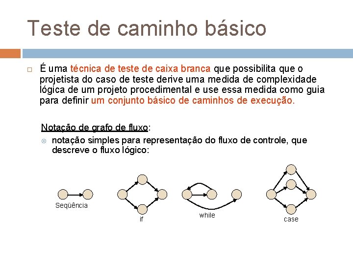 Teste de caminho básico É uma técnica de teste de caixa branca que possibilita Teste de caminho básico É uma técnica de teste de caixa branca que possibilita