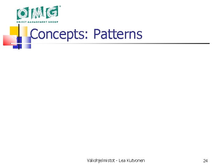 Concepts: Patterns Väliohjelmistot - Lea Kutvonen 24 