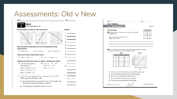 Assessments: Old v New 