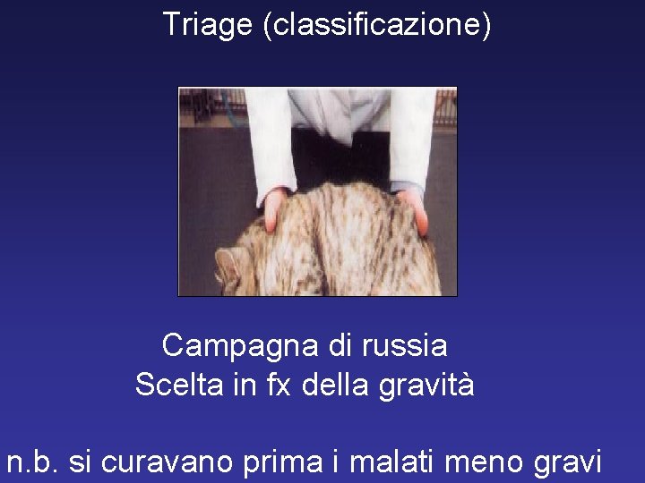 Triage (classificazione) Campagna di russia Scelta in fx della gravità n. b. si curavano