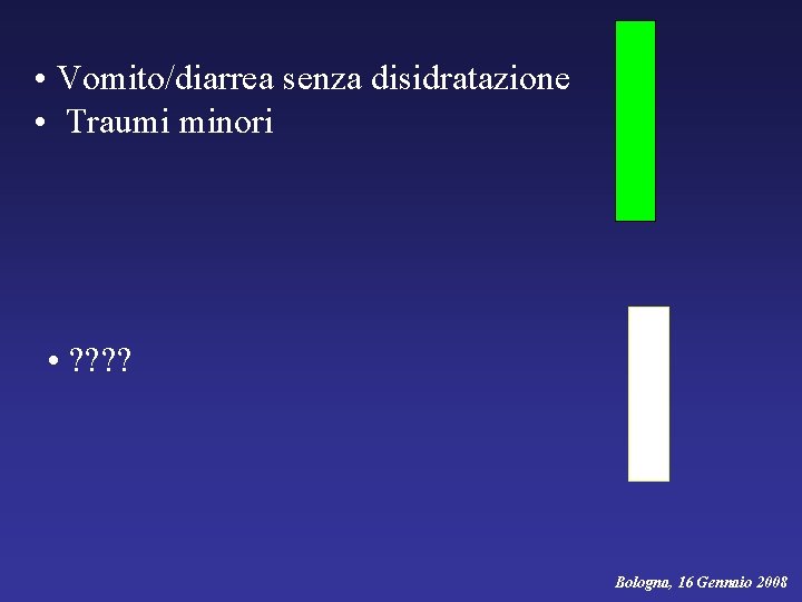  • Vomito/diarrea senza disidratazione • Traumi minori • ? ? Bologna, 16 Gennaio