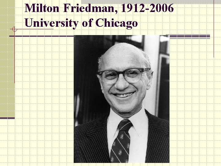 Milton Friedman, 1912 -2006 University of Chicago 
