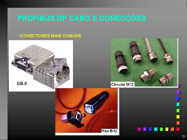 PROFIBUS DP CABO E CONECÇÕES • CONECTORES MAIS COMUNS 23 