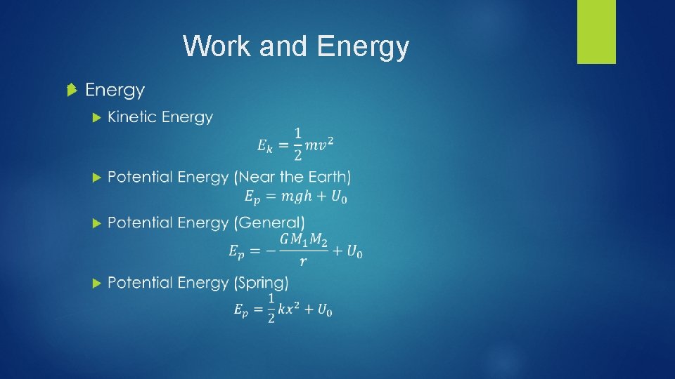 Work and Energy Work and Energy