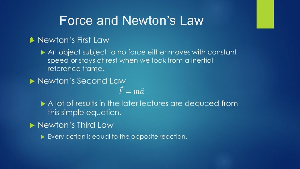 Force and Newton’s Law Force and Newton’s Law