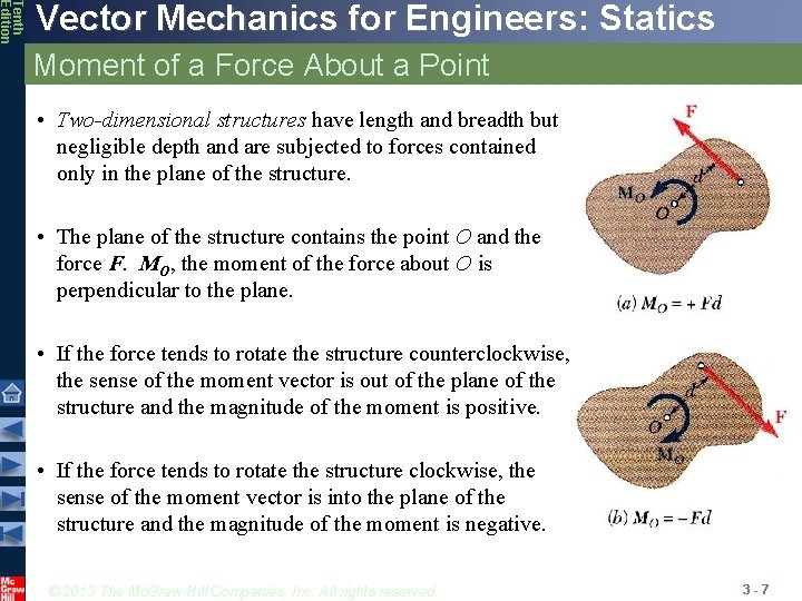 Tenth Edition Vector Mechanics for Engineers: Statics Moment of a Force About a Point