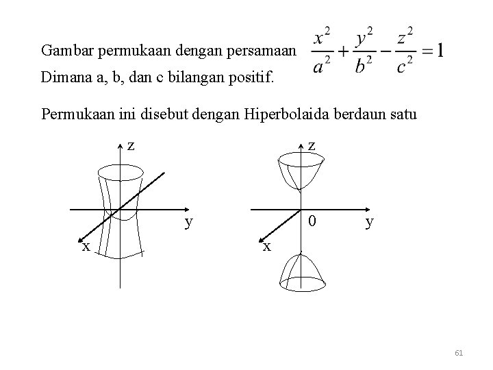 Gambar permukaan dengan persamaan Dimana a, b, dan c bilangan positif. Permukaan ini disebut