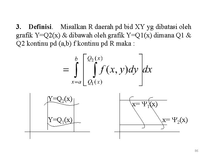 3. Definisi. Misalkan R daerah pd bid XY yg dibatasi oleh grafik Y=Q 2(x)