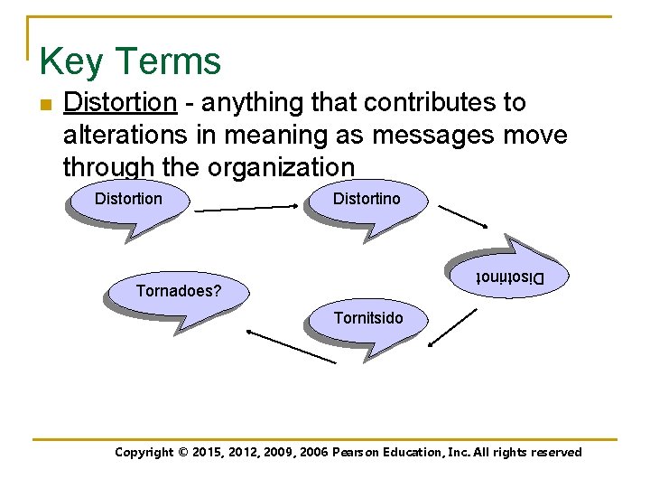 Key Terms Distortion - anything that contributes to alterations in meaning as messages move