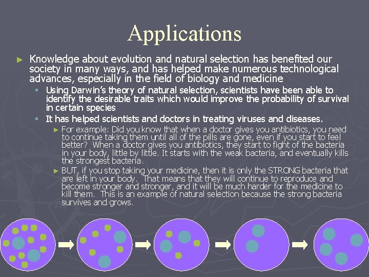 Applications ► Knowledge about evolution and natural selection has benefited our society in many