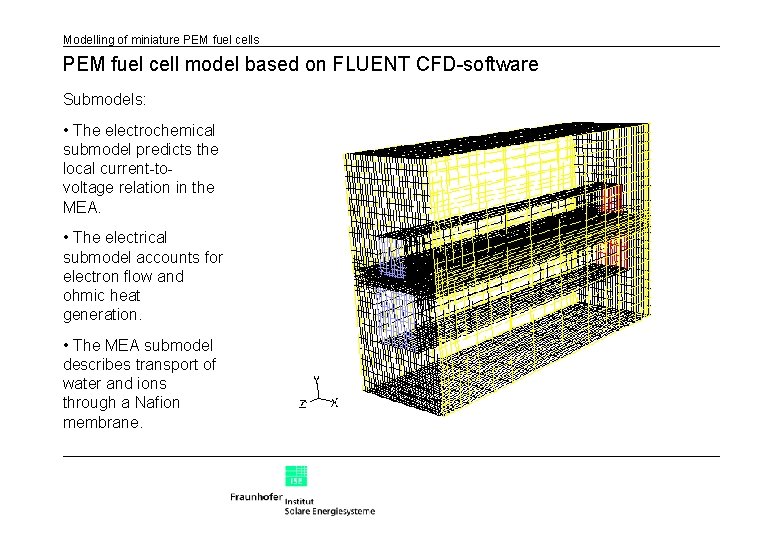 Modelling of miniature PEM fuel cells PEM fuel cell model based on FLUENT CFD-software
