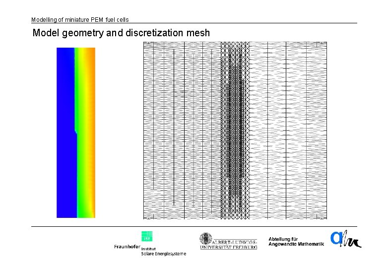 Modelling of miniature PEM fuel cells Model geometry and discretization mesh 